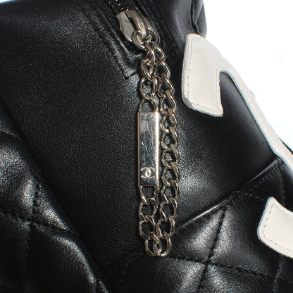 Chanel Calfskin Quilted Large Cambon Bowler Black White 5 of 9