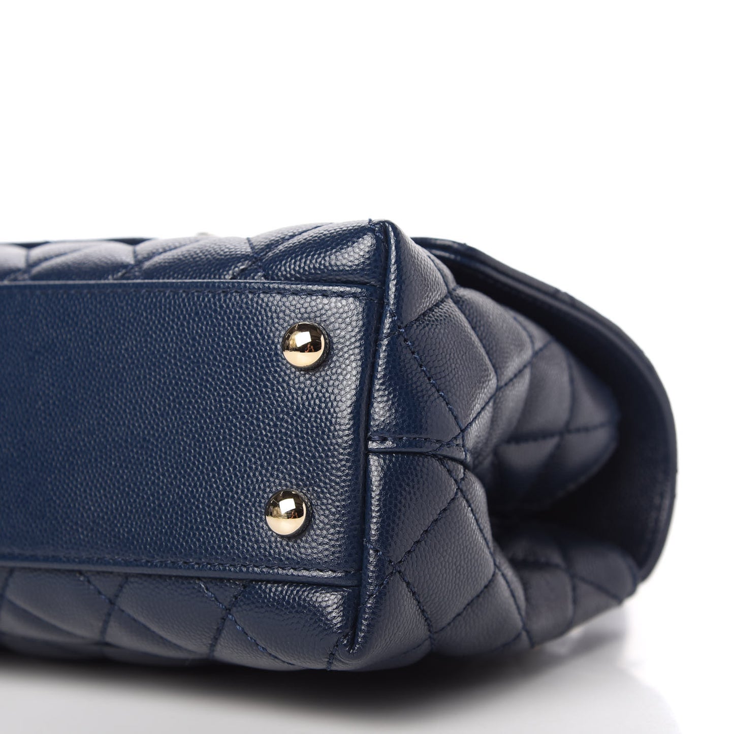 Caviar Quilted Lizard Embossed Mini Coco Handle Flap Navy