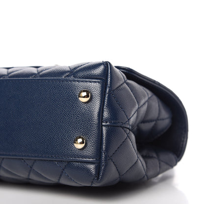 Chanel Caviar Quilted Lizard Embossed Mini Coco Handle Flap Navy 7 of 11