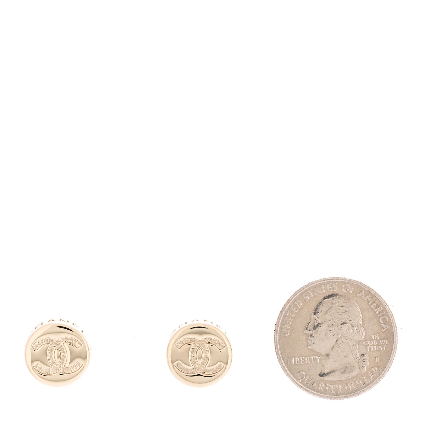 Metal Round CC Earrings Gold