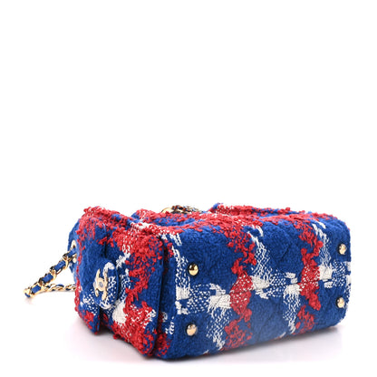 Chanel Tweed Quilted Small Chanel 25 Handbag Red White Blue 3 of 10