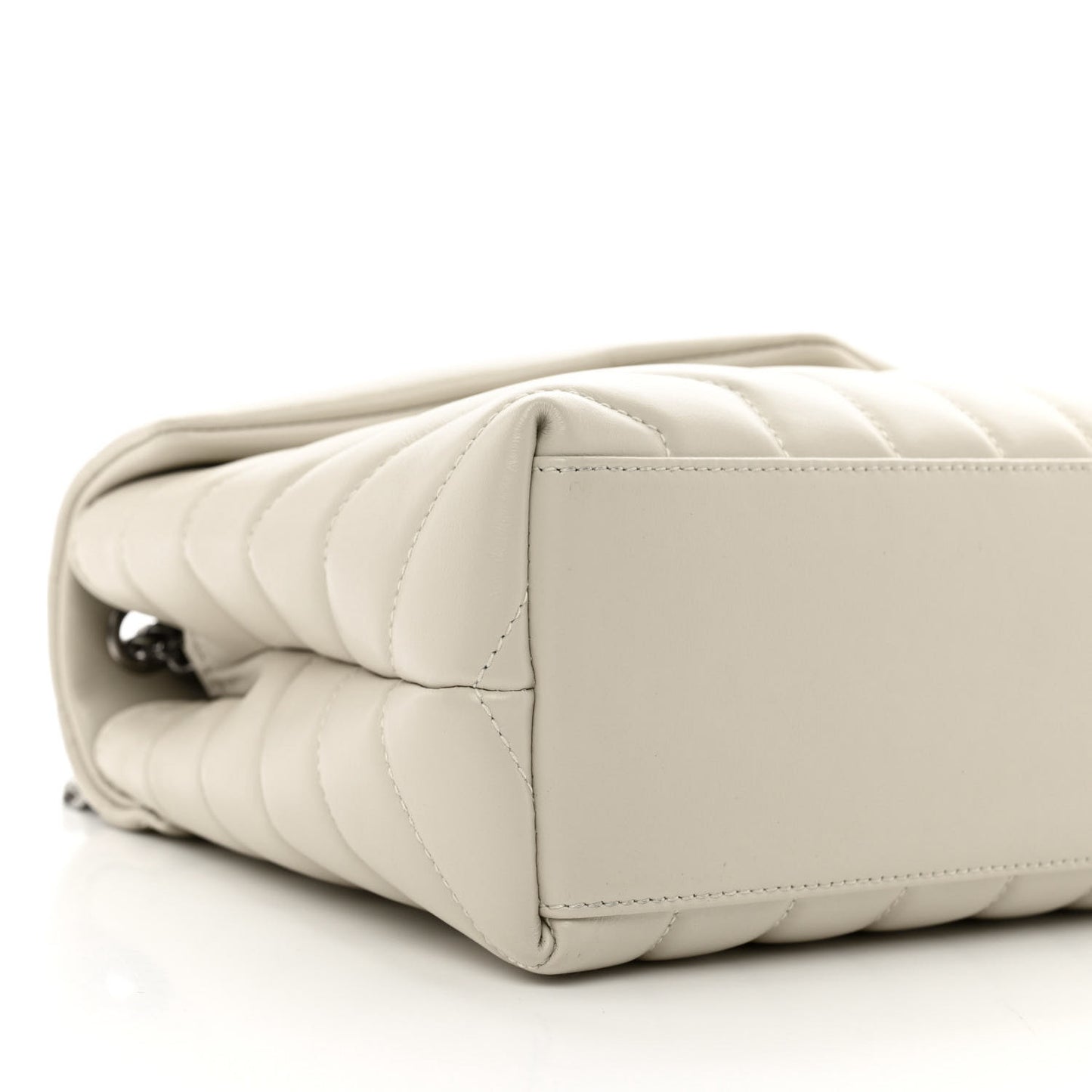 Calfskin Y Quilted Monogram Small Loulou Chain Satchel Crema Soft