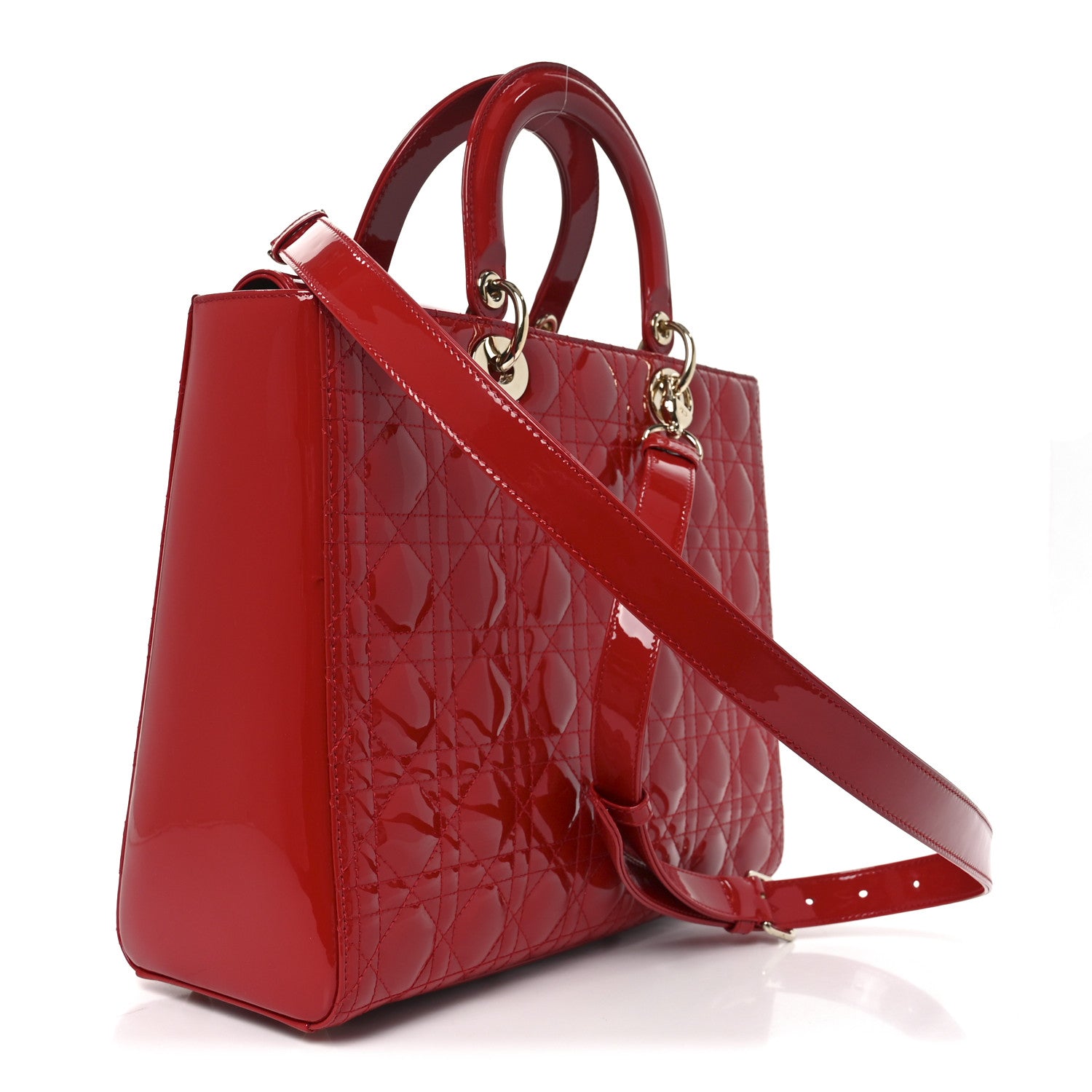 Christian Dior Patent Cannage Large Lady Dior Red 3 of 10