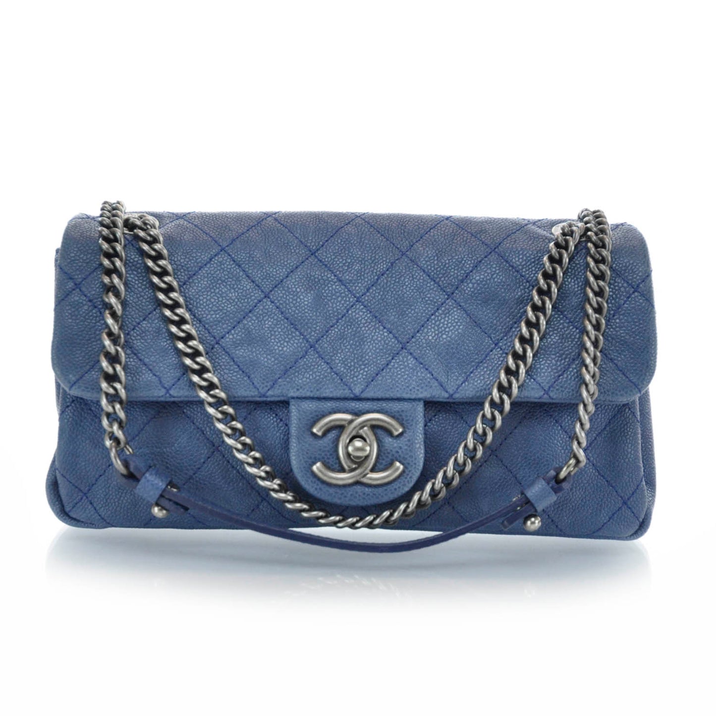 Caviar Quilted Medium Simply CC Flap Blue