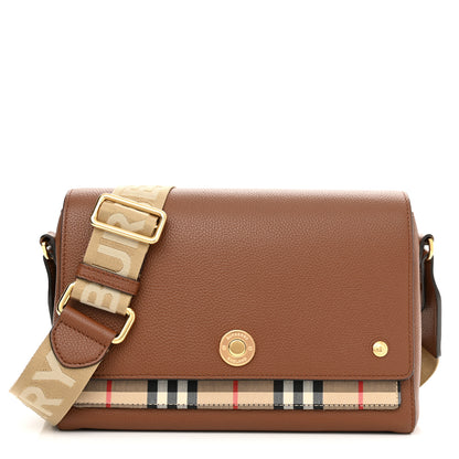 Burberry Calfskin Vintage Check Note Crossbody Bag Malt Brown 1 of 11