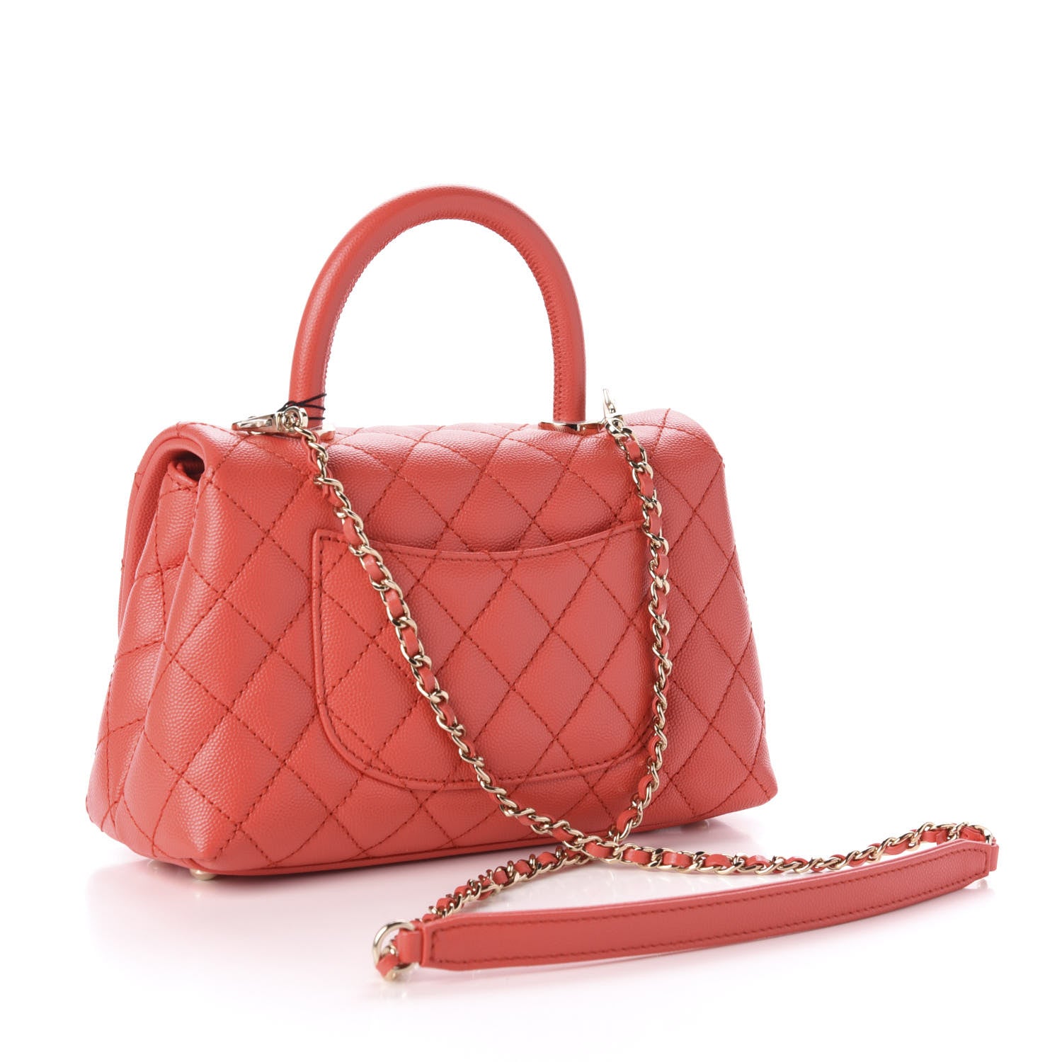 Chanel Caviar Quilted Mini Coco Handle Flap Red 3 of 10