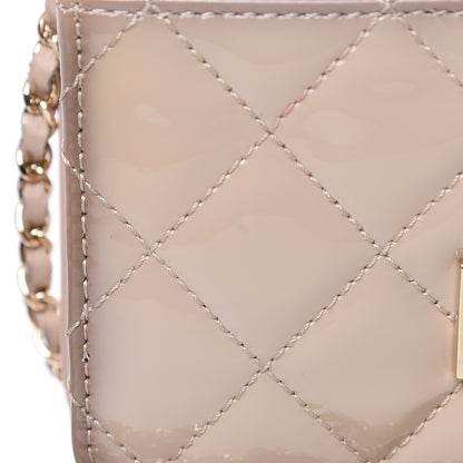 Chanel Patent Quilted Golden Class Clutch With Chain Light Beige 12 of 14