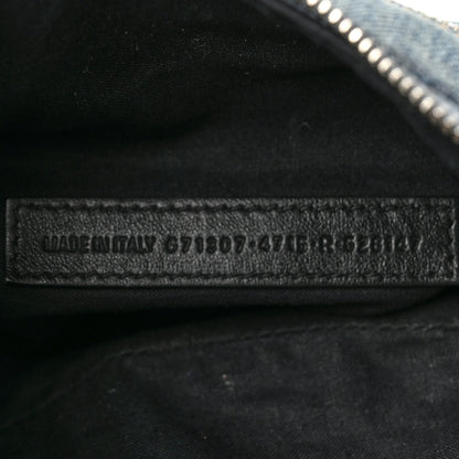 Balenciaga Washed Frayed Denim Crystal Small Le Cagole Shoulder Bag Blue 8 of 18