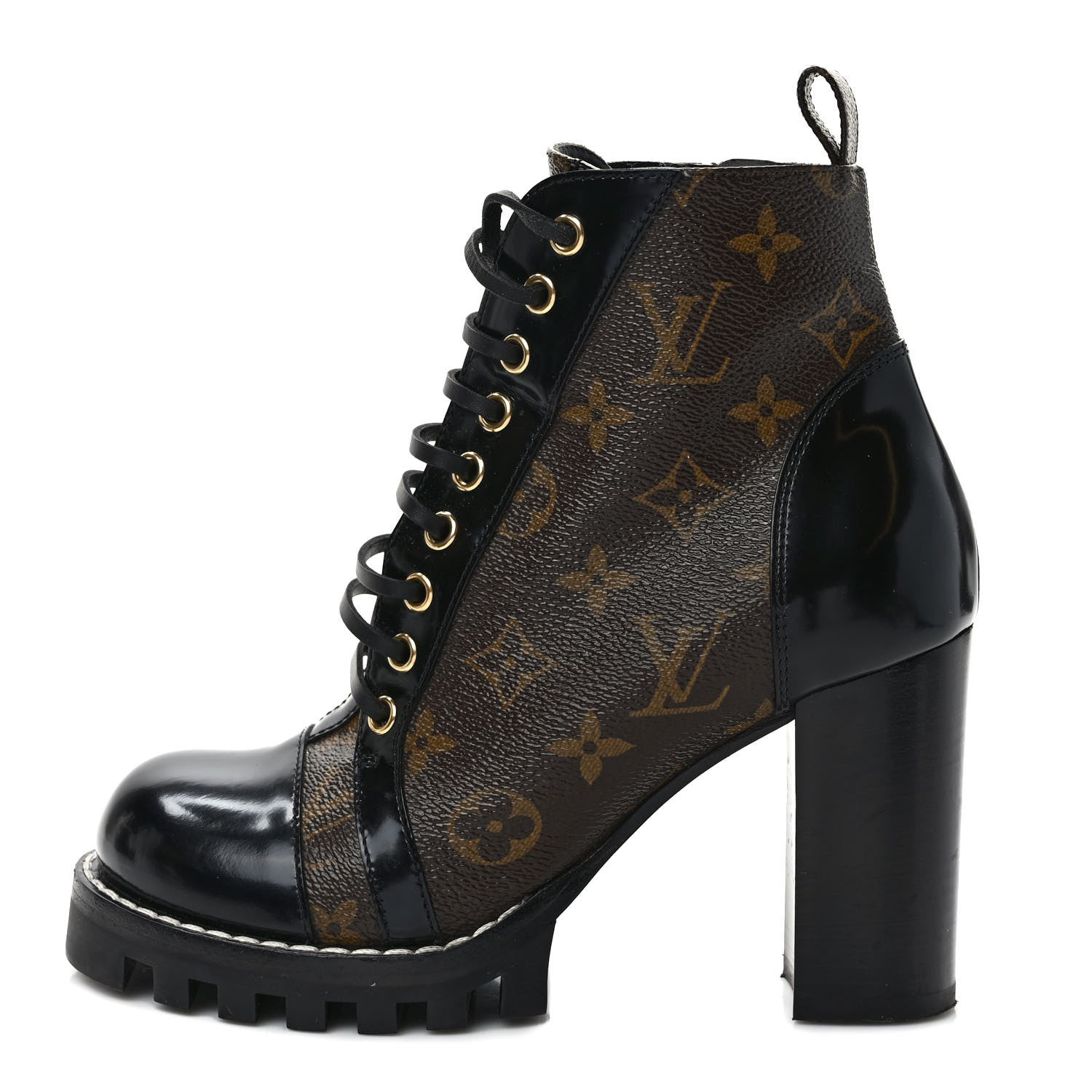 Louis Vuitton Patent Calfskin Monogram Star Trail Ankle Boots 37 Black 1 of 7