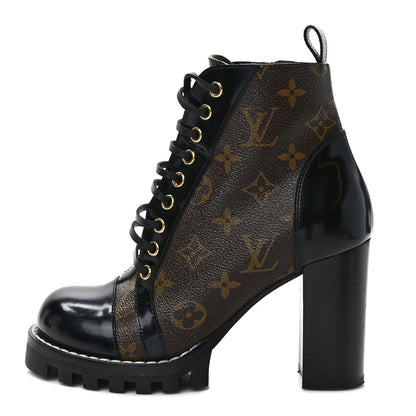 Louis Vuitton Patent Calfskin Monogram Star Trail Ankle Boots 37 Black 1 of 7