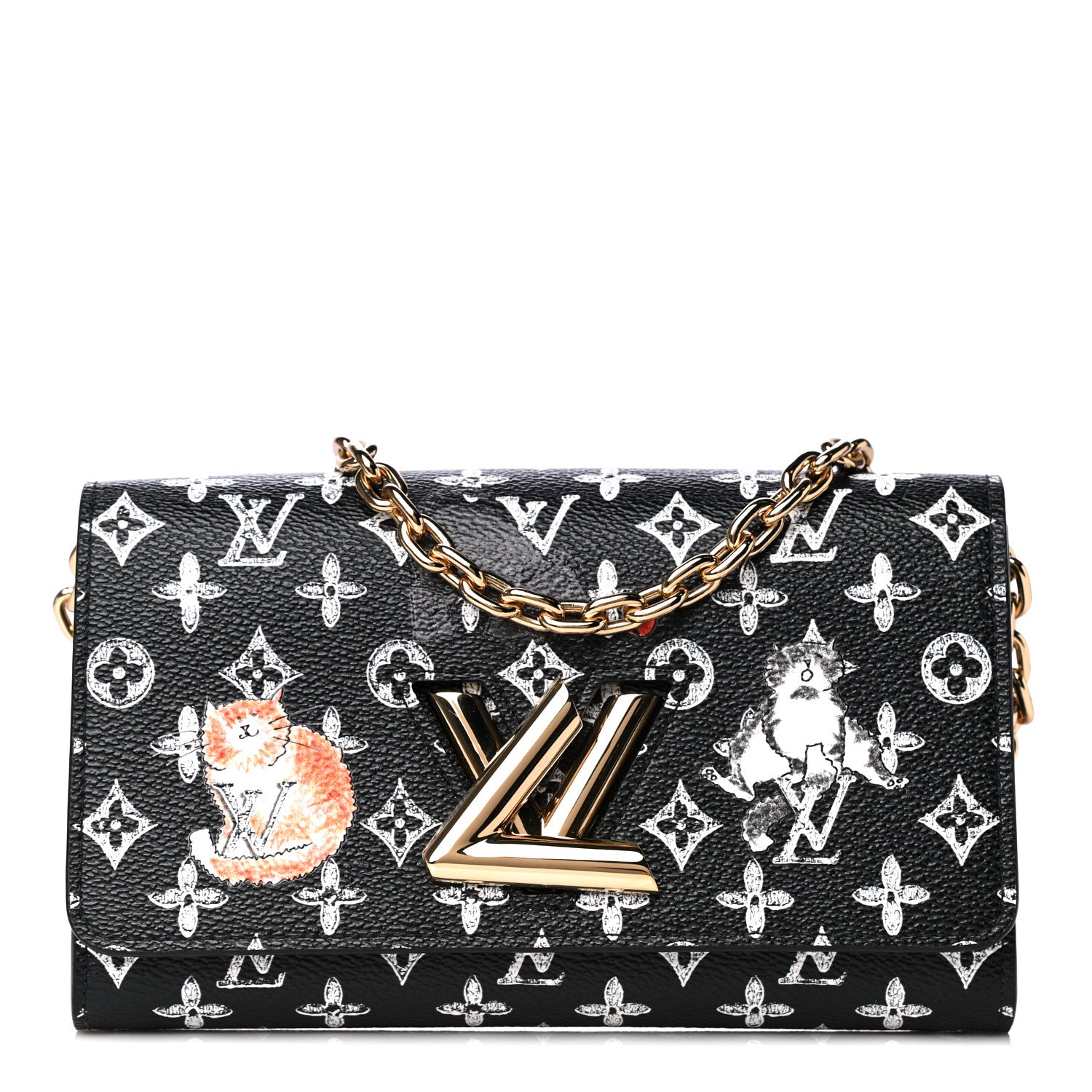 Louis Vuitton Catogram Twist Chain Wallet Black 1 of 5