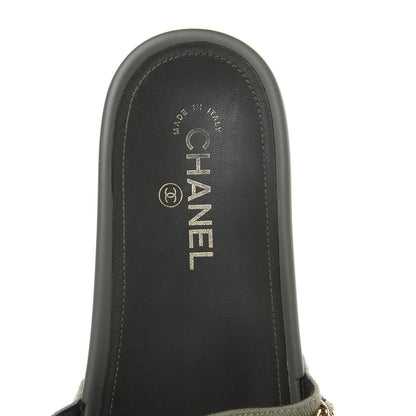 Chanel Canvas Chain Flat Sandals 40 Khaki 6 of 9