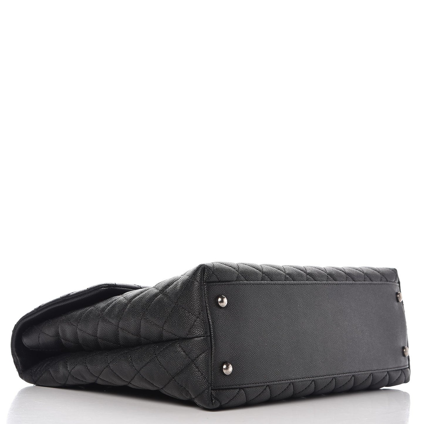 Caviar Lizard Quilted Large Coco Handle Flap Black