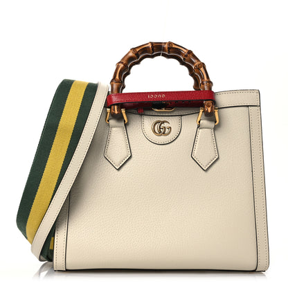 Gucci Textured Dollar Calfskin Web Small Diana Tote Bag Mystic White 1 of 15