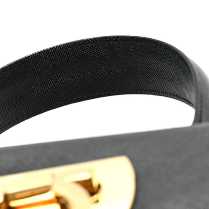 Salvatore Ferragamo Hammered Calfskin Small Iconic Top Handle Bag Black 11 of 12