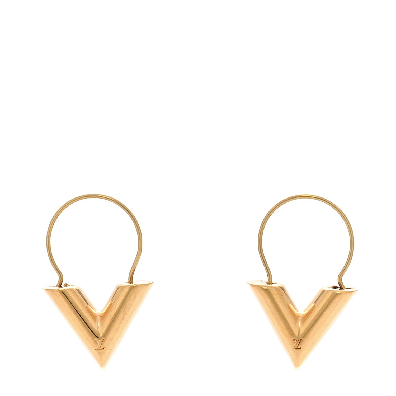 Louis Vuitton Brass Essential V Hoop Earrings Gold 1 of 6