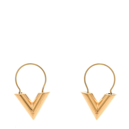 Louis Vuitton Brass Essential V Hoop Earrings Gold 1 of 6