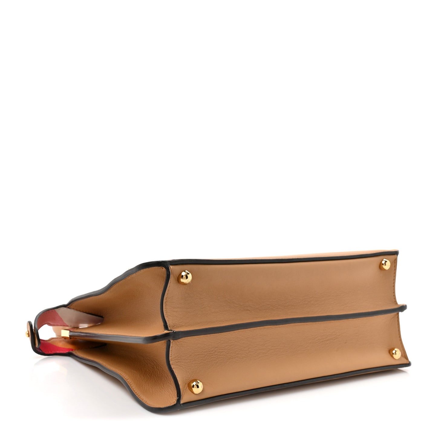 Vitello Seta Nappa FF Striped Embossed Medium Peekaboo I SEE U Satchel Miele Scuro Multicolor