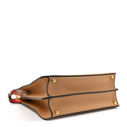 Fendi Vitello Seta Nappa FF Striped Embossed Medium Peekaboo I SEE U Satchel Miele Scuro Multicolor 4 of 16