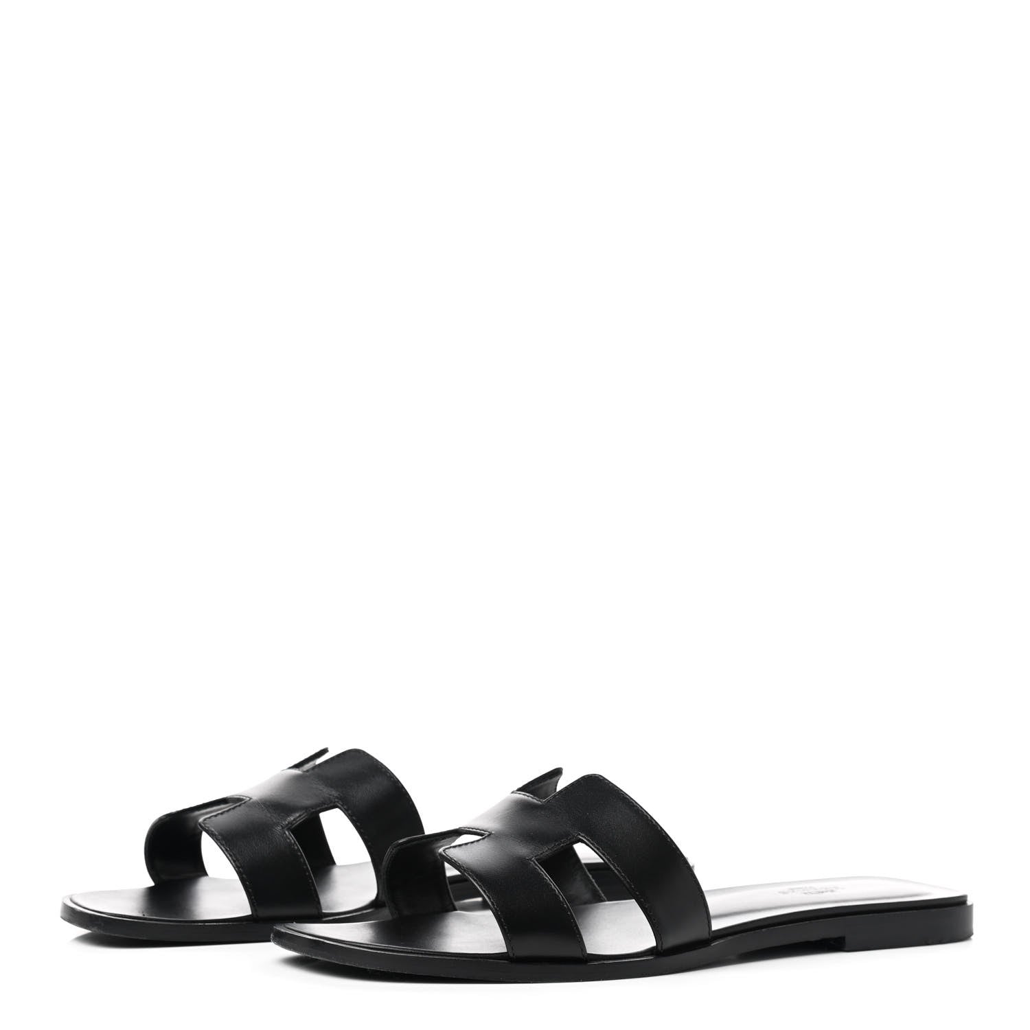 Hermes Box Calfskin Oran Sandals 40.5 Black 3 of 10