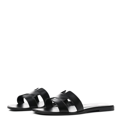 Hermes Box Calfskin Oran Sandals 40.5 Black 3 of 10