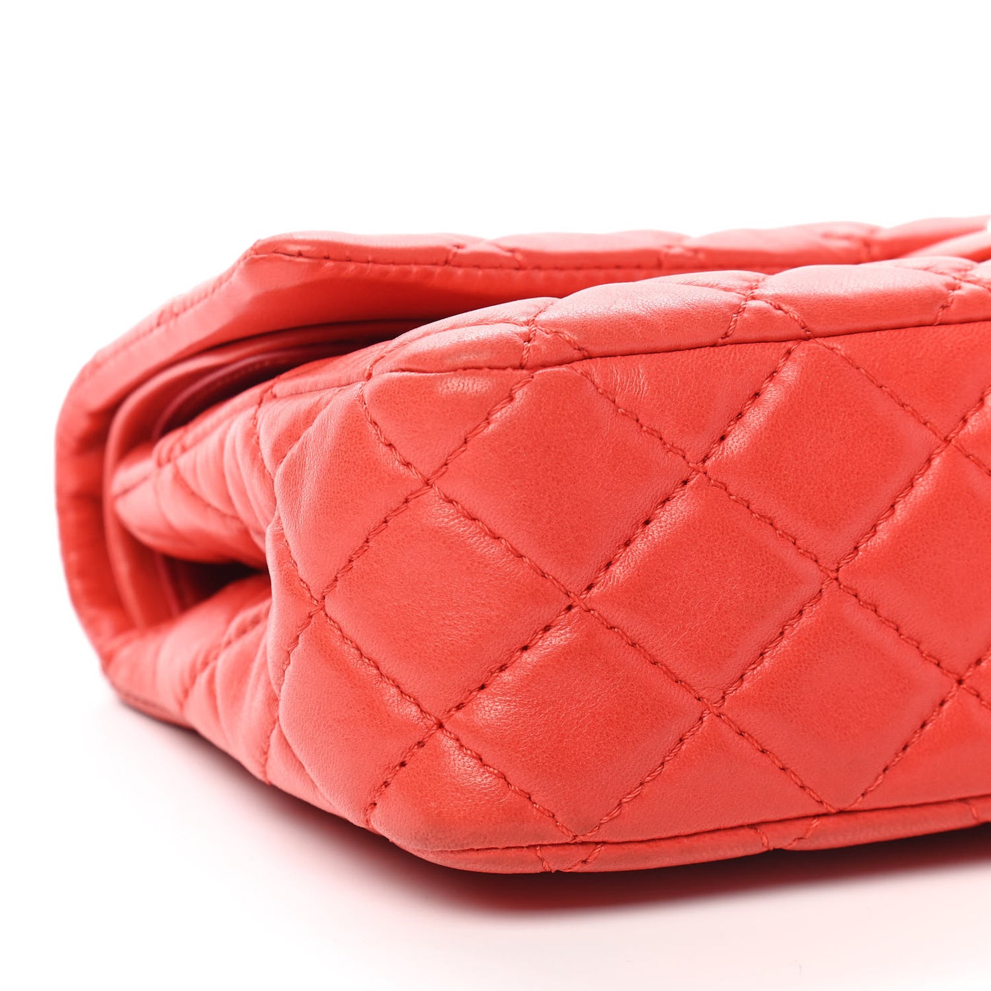 Lambskin Quilted Medium Double Flap Red