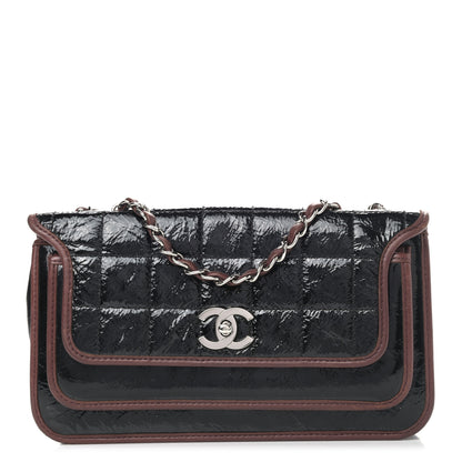 Chanel Patent Lambskin Medium Chocolate Bar Flap Black Bordeaux 1 of 11