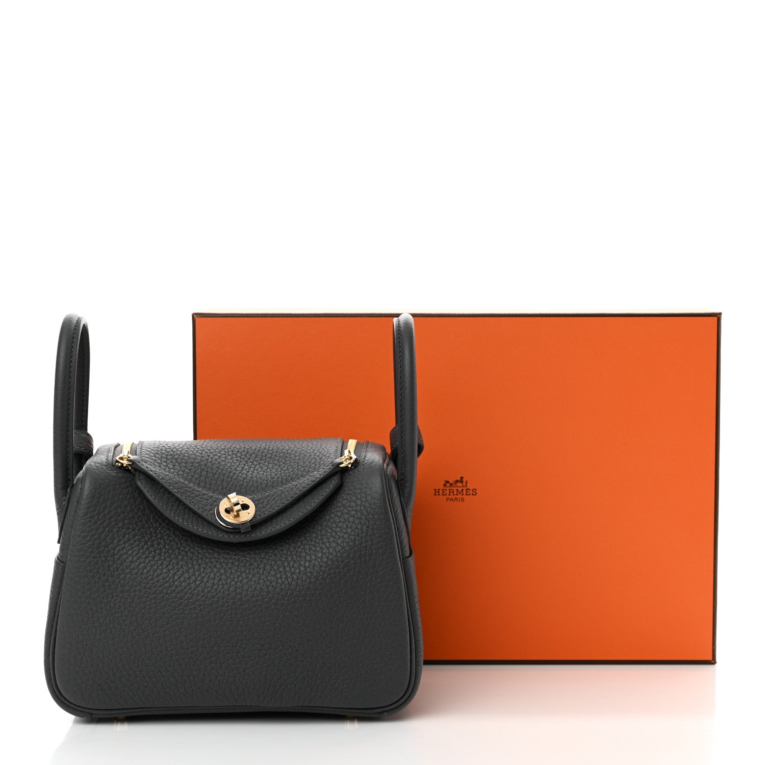 Hermes Taurillon Clemence Mini Lindy 20 Ardoise 11 of 11