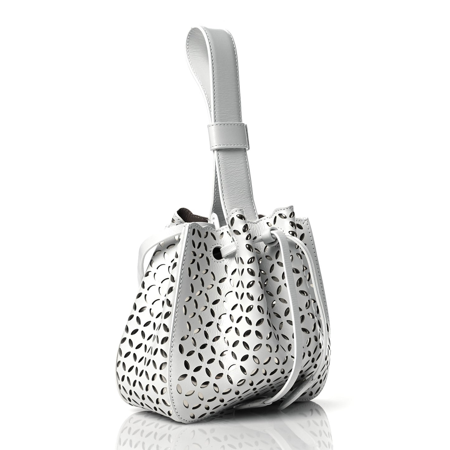 Calfskin Laser Cut Rose-Marie 19 Bag White