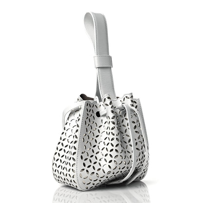Alaia Calfskin Laser Cut Rose-Marie 19 Bag White 2 of 8