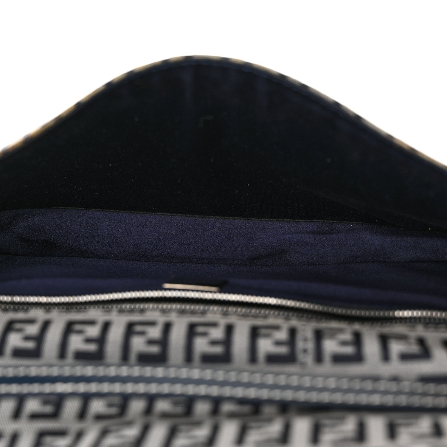 Fendi Zucchino Baguette Shoulder Bag Navy 5 of 11