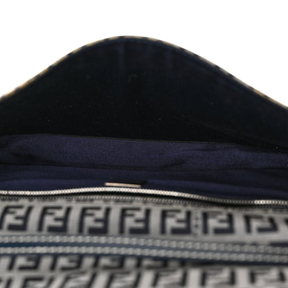 Fendi Zucchino Baguette Shoulder Bag Navy 5 of 11
