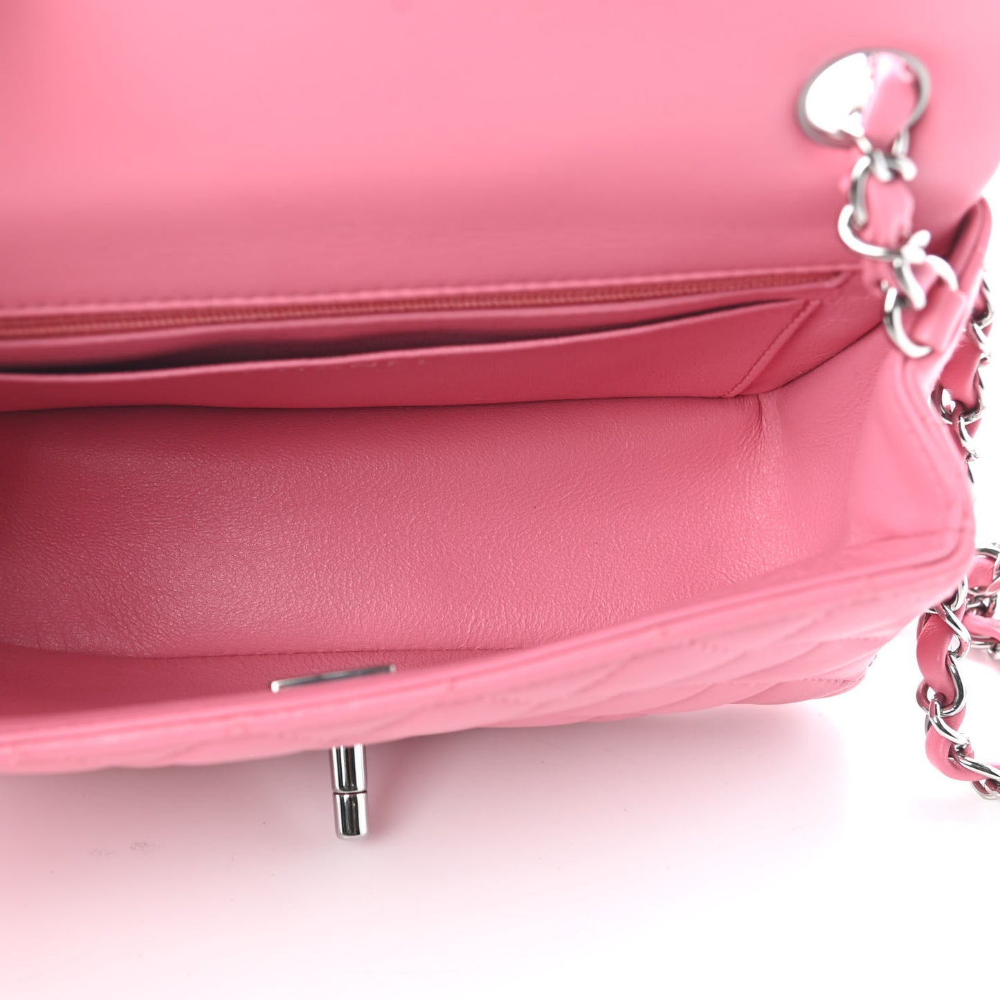 Lambskin Quilted Mini Rectangular Flap Pink