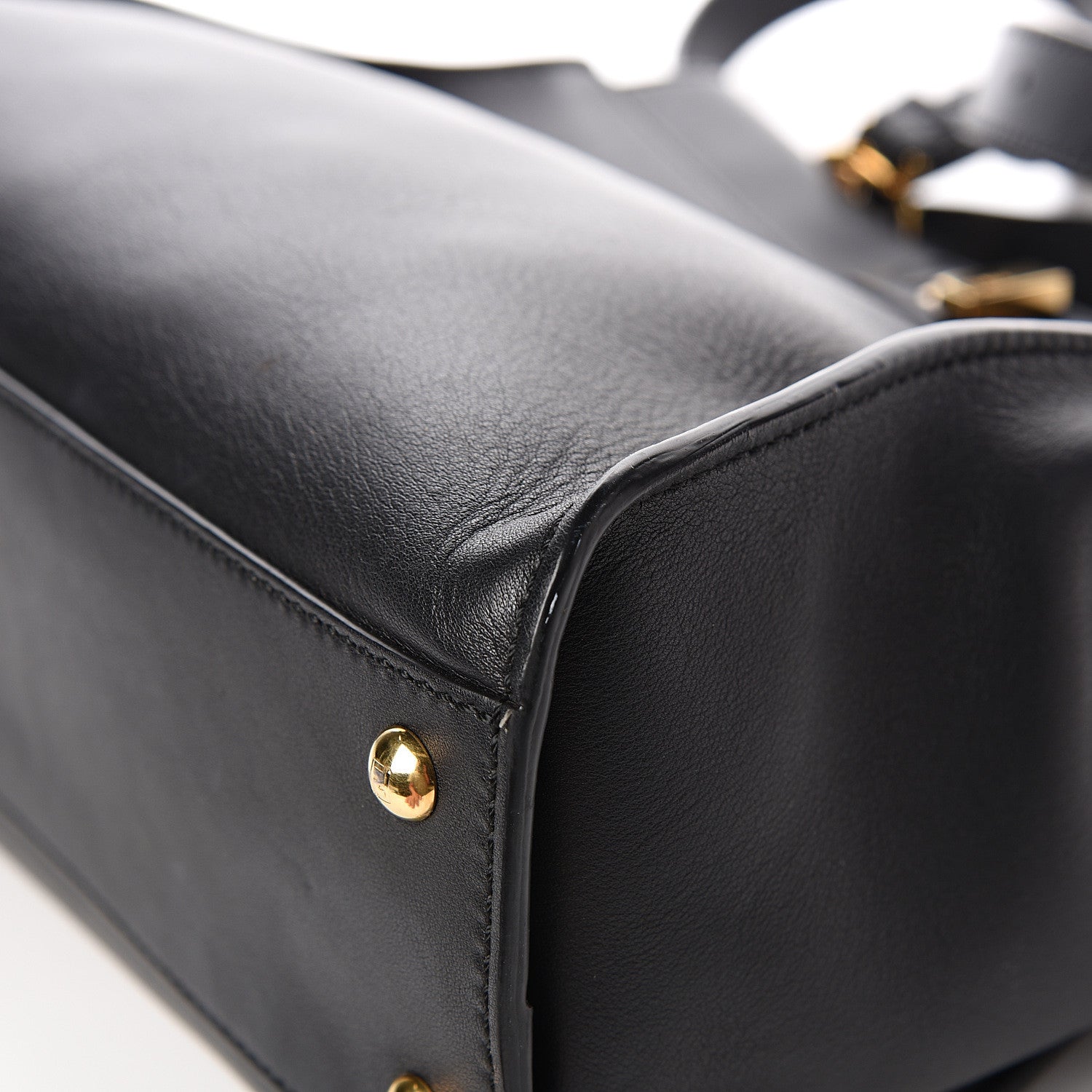 Fendi Vitello Seta Shiny Nappa Medium Peekaboo Iconic Satchel Black 13 of 14
