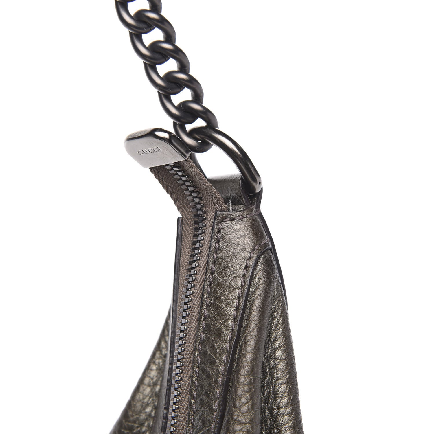 Gucci Metallic Pebbled Calfskin Medium Soho Chain Hobo Sasso 13 of 14