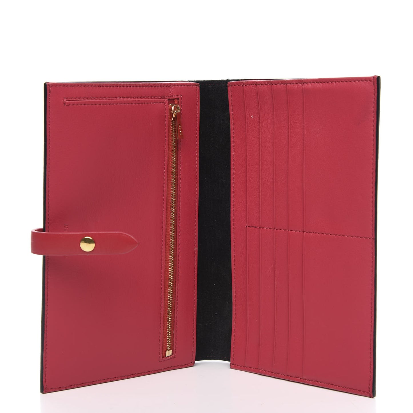 Grained Calfskin Large Multifunction Strap Wallet Black