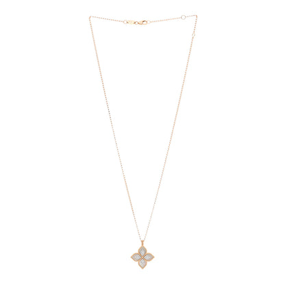 Roberto Coin 18K Rose White Gold Diamond Mother of Pearl Princess Flower Pendant Necklace 3 of 4