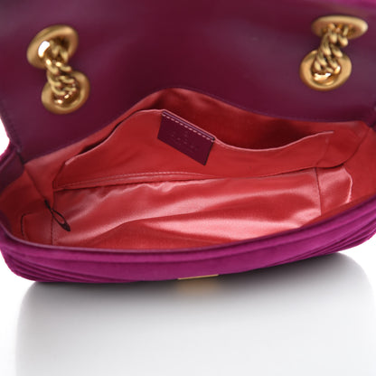 Gucci Velvet Matelasse Mini GG Marmont Shoulder Bag Fuchsia Violet Cyclamen 5 of 10