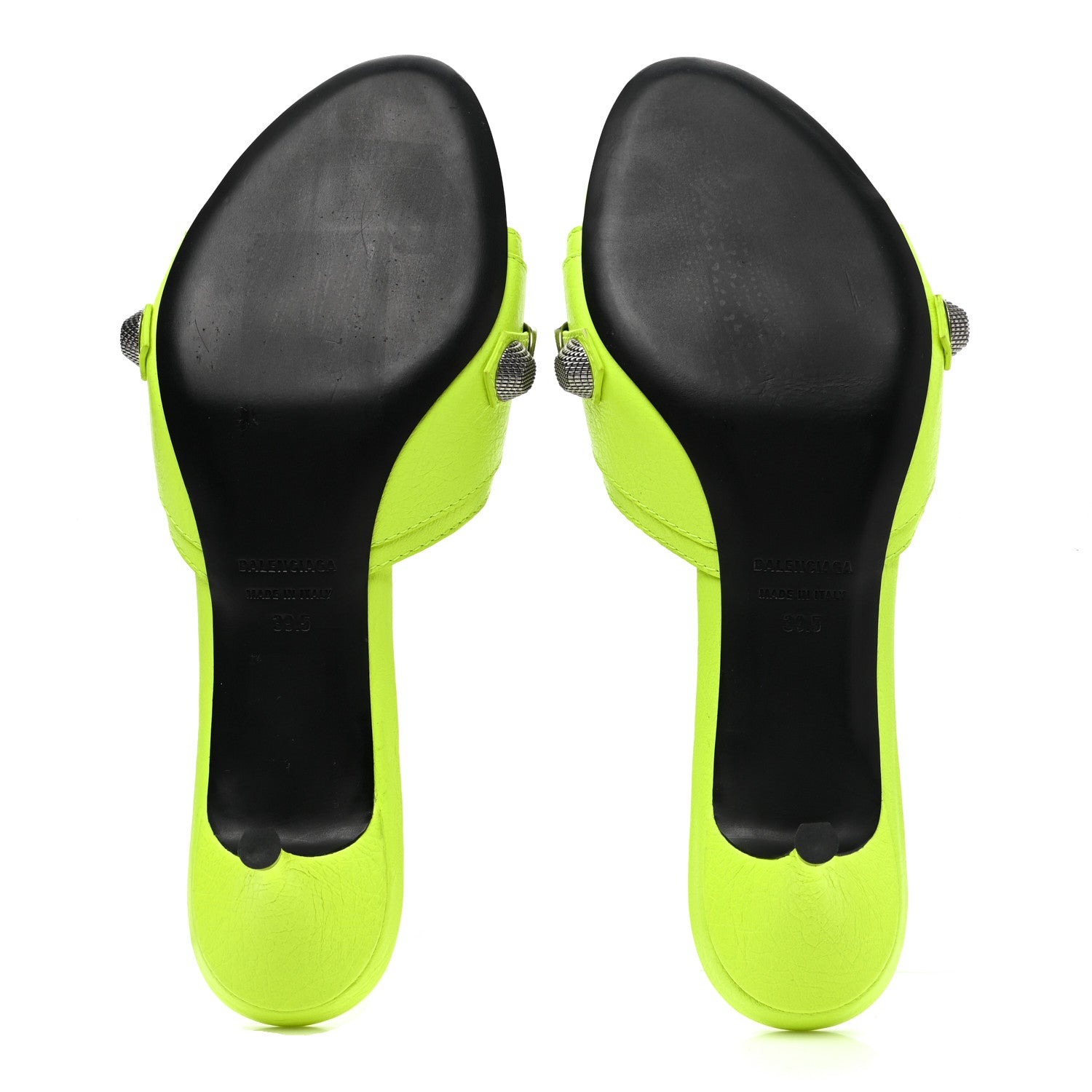 Balenciaga Agneau Arena Cagole 50mm Slide Sandals 39.5 Fluo Yellow 5 of 8