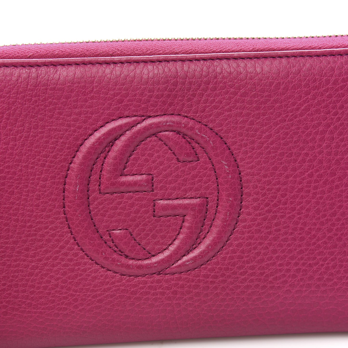 Pebbled Calfskin Soho Zip Around Wallet Bright Bougainvillea