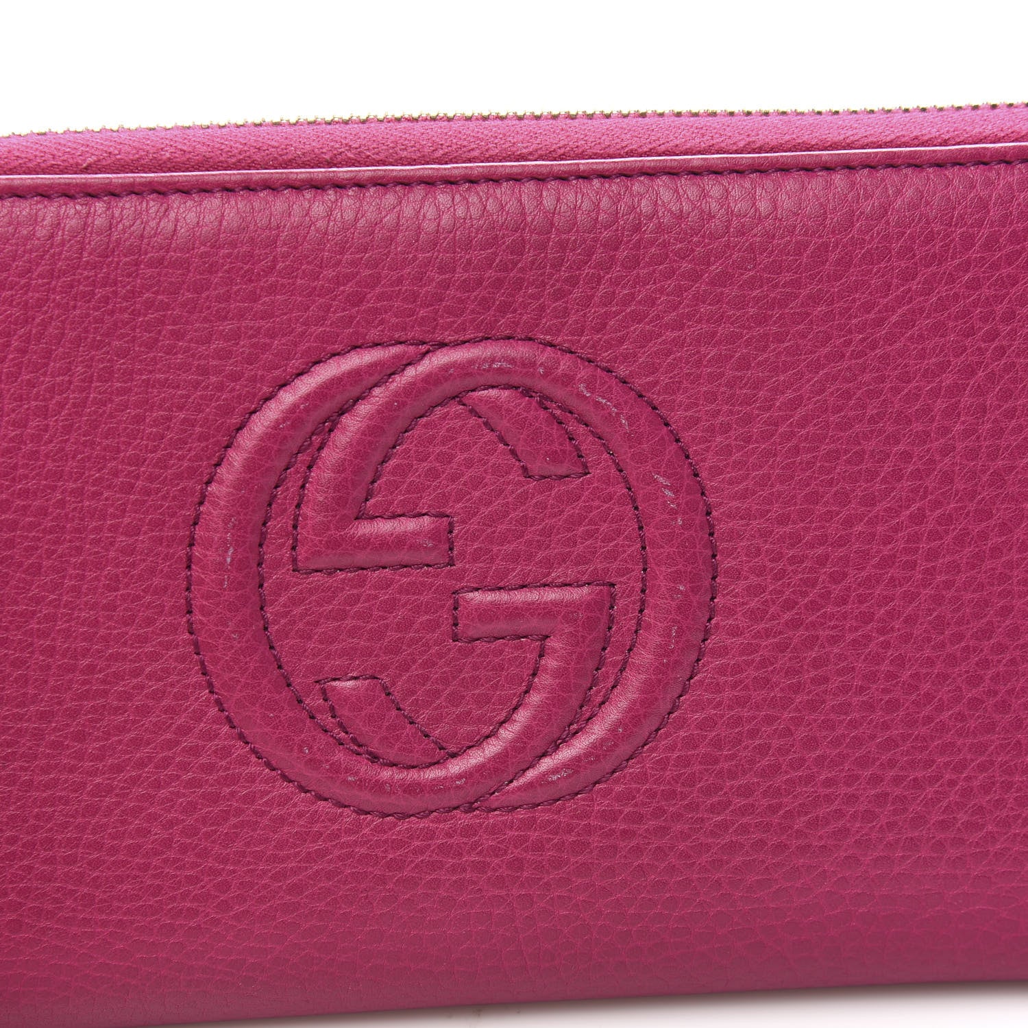 Gucci Pebbled Calfskin Soho Zip Around Wallet Bright Bougainvillea 8 of 9