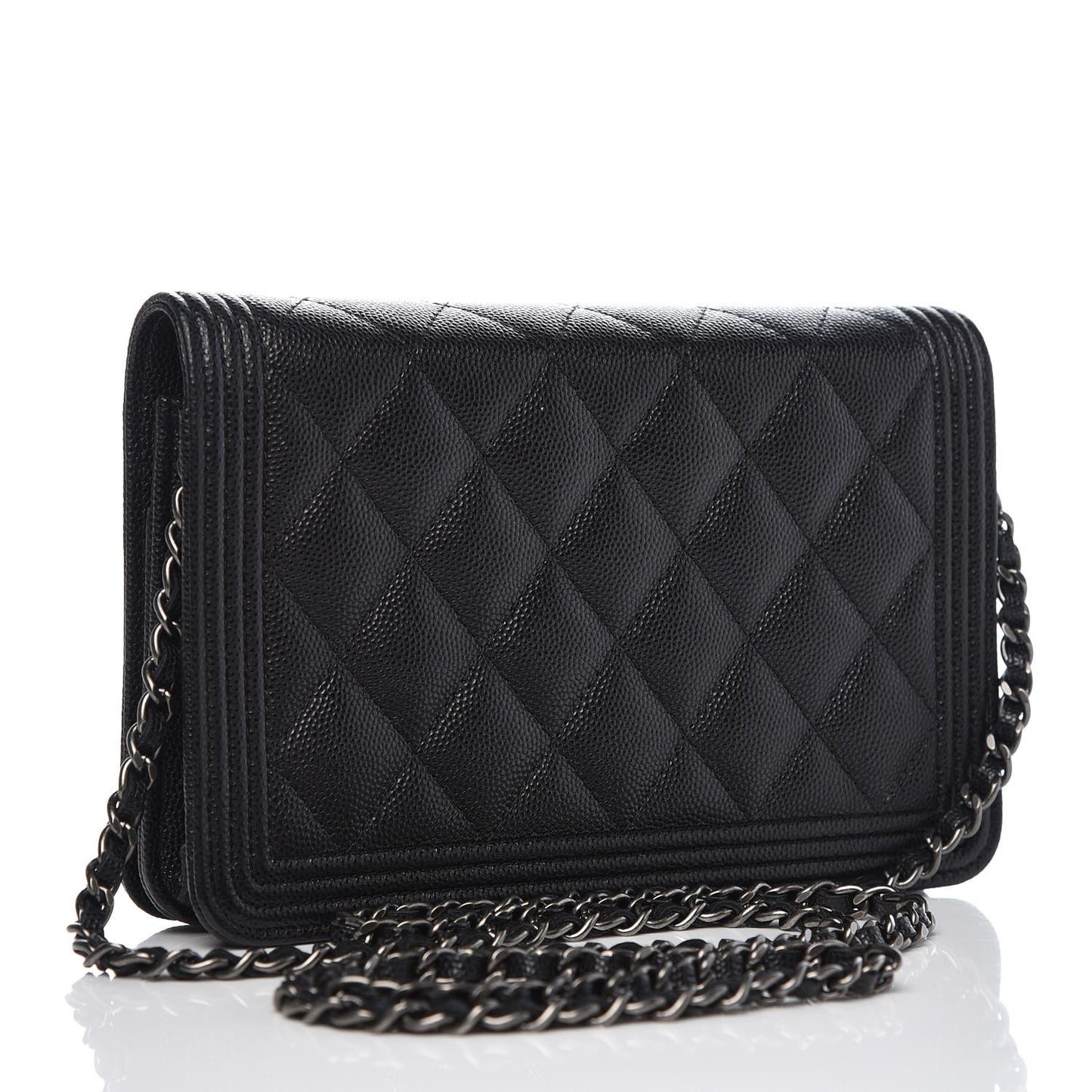 Caviar Quilted Boy Wallet On Chain WOC Black