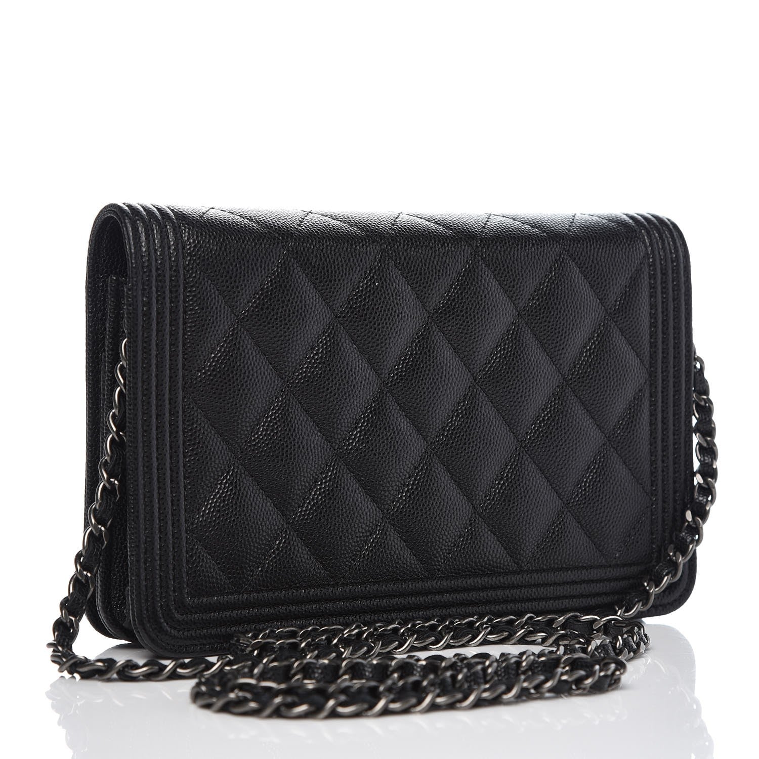 Chanel Caviar Quilted Boy Wallet On Chain WOC Black 3 of 8
