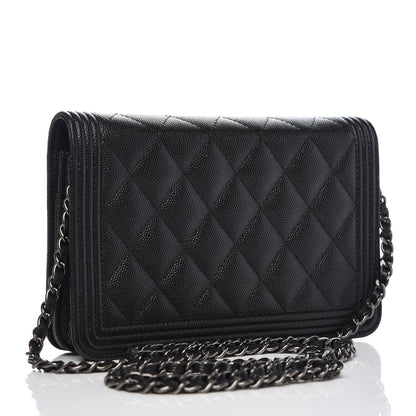 Chanel Caviar Quilted Boy Wallet On Chain WOC Black 3 of 8