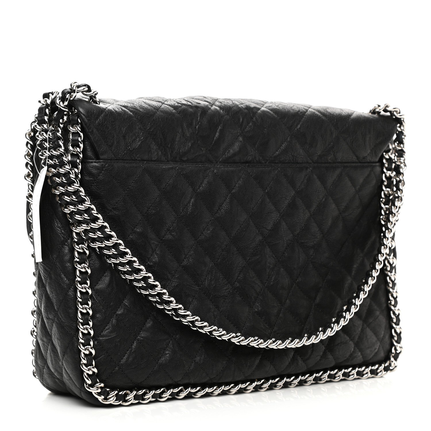 Chanel Washed Lambskin Quilted Maxi Chain Around Flap Black 3 of 9