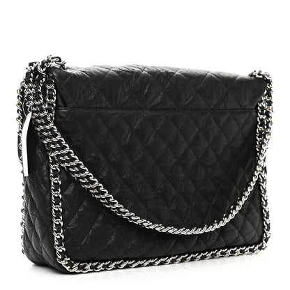 Chanel Washed Lambskin Quilted Maxi Chain Around Flap Black 3 of 9