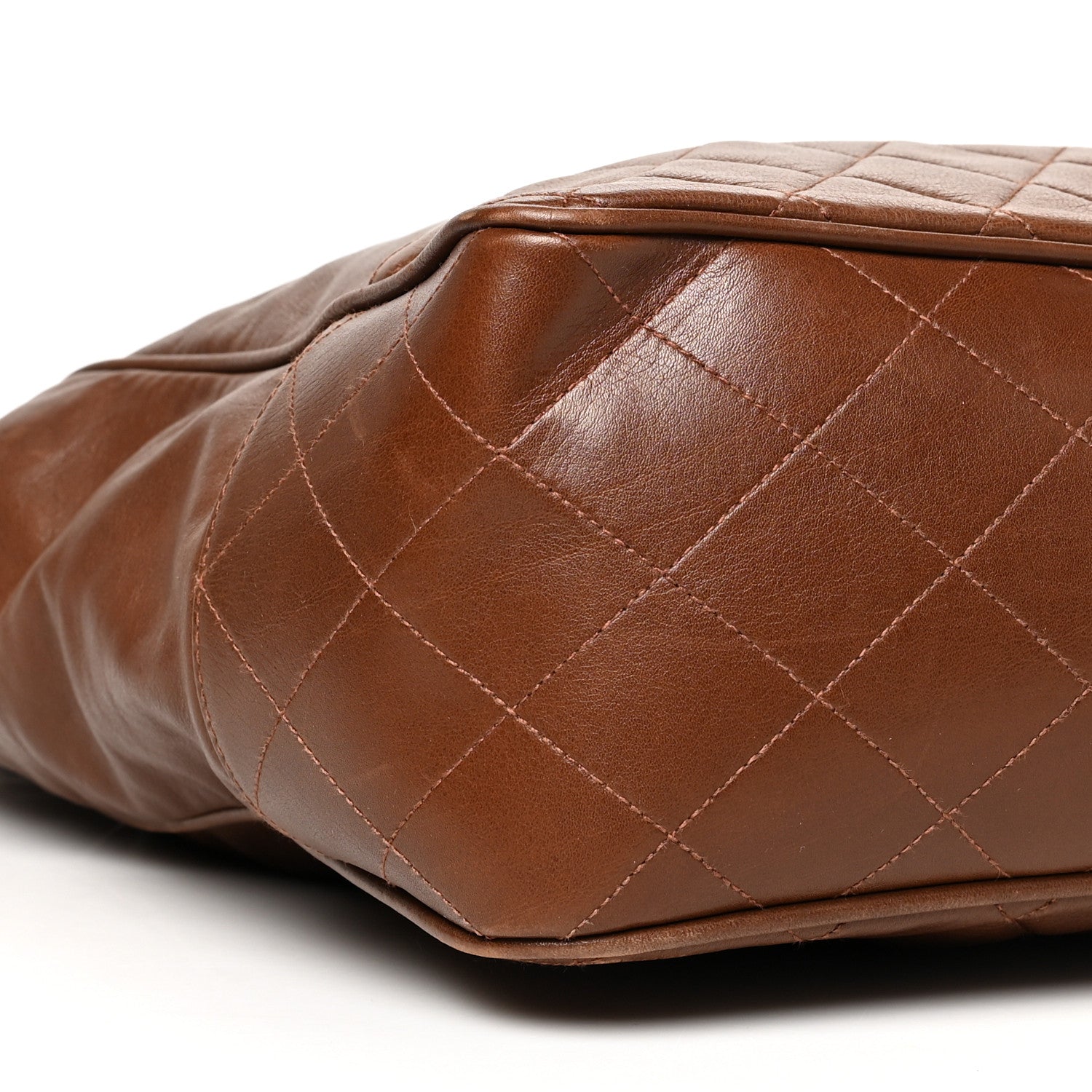 Chanel Lambskin Quilted Satchel Brown 8 of 9