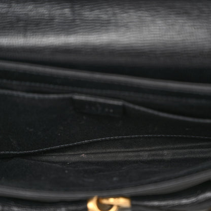 Gucci Textured Calfskin Horsebit Chain Clutch Black 5 of 10