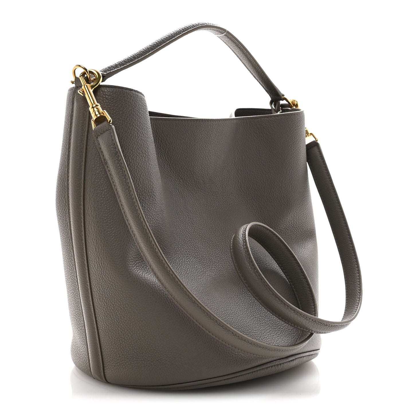 Supple Grained Calfskin Bucket 16 Bag Pebble
