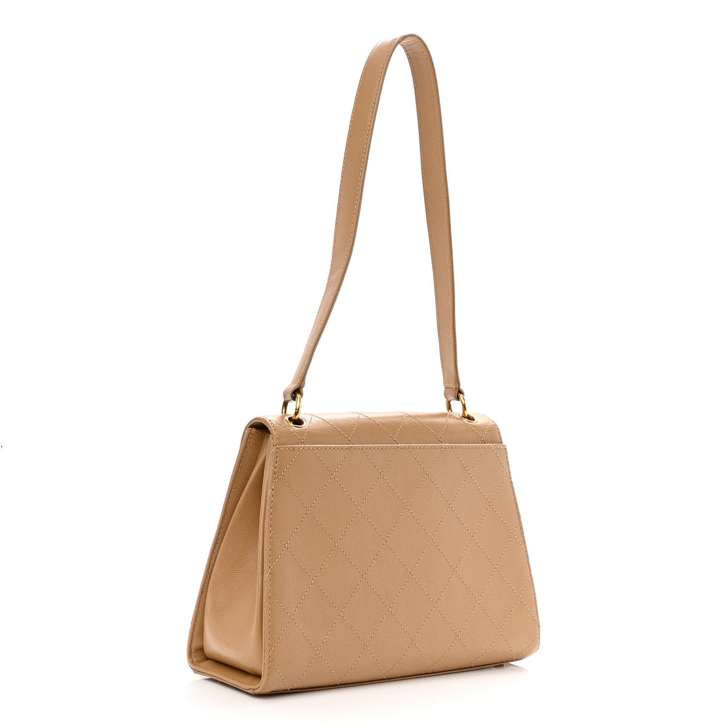 Chanel Caviar Stitched Shoulder Flap Bag Beige 2 of 8